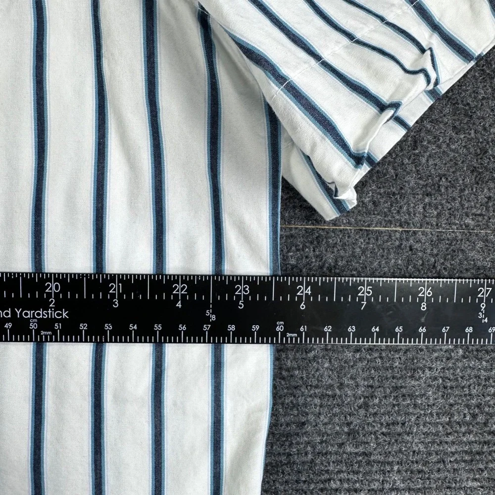 Banana Republic Mens Large Short Sleeve Button Down Striped Utility Shirt White